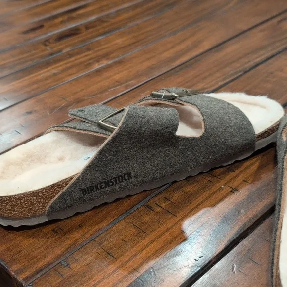 NWOT Birkenstock Arizona Wool Felt Khaki Sandal - Picture 7 of 10